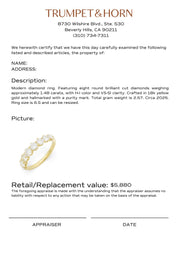 Modern 1.48 carat diamond 18k yellow gold half eternity band