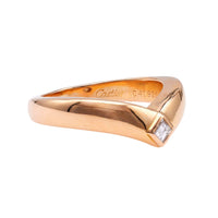 Vintage Cartier Diamond 18k Rose Gold Chevron Band Ring