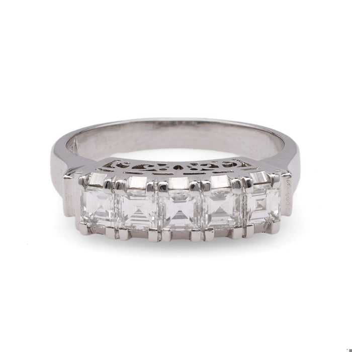 Vintage Diamond Platinum Five Stone Ring