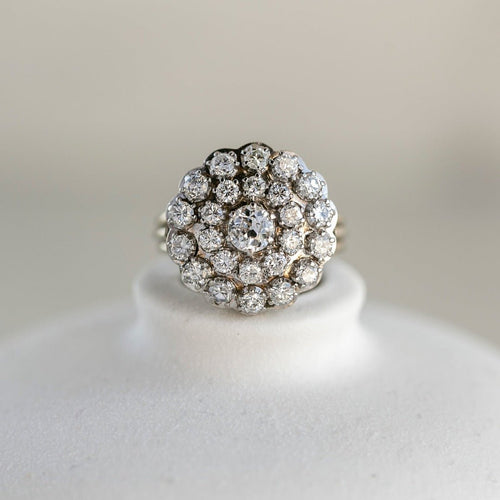 Vintage French Retro Era Double Halo Diamond Cluster Ring | Beddington