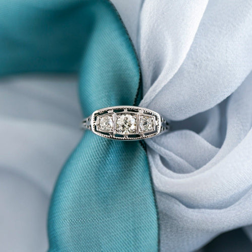 1.00ct Art Deco Old European Cut Three-Stone Diamond Ring | Lyndale