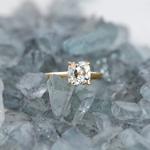 Modern Solitaire Old Mine Cushion Diamond Engagement Ring | Palm Isle