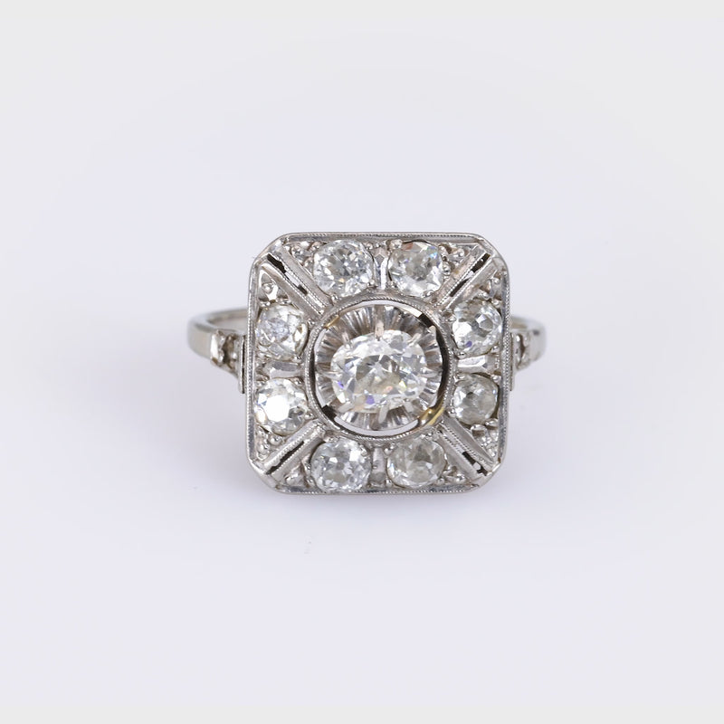 Edwardian Diamond Platinum Cluster Ring