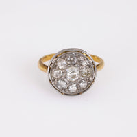 French Belle Epoque Diamond Yellow Gold & Platinum Ring