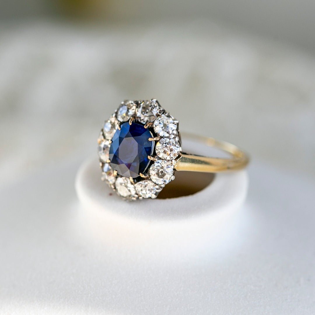 Vintage Victorian Sapphire & Diamond Halo Engagement Ring | Sunderland