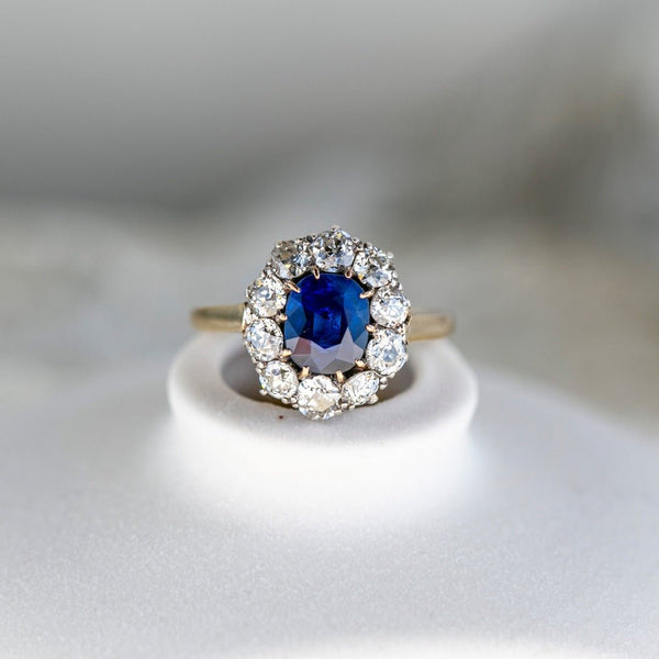 Vintage Victorian Sapphire & Diamond Halo Engagement Ring | Sunderland