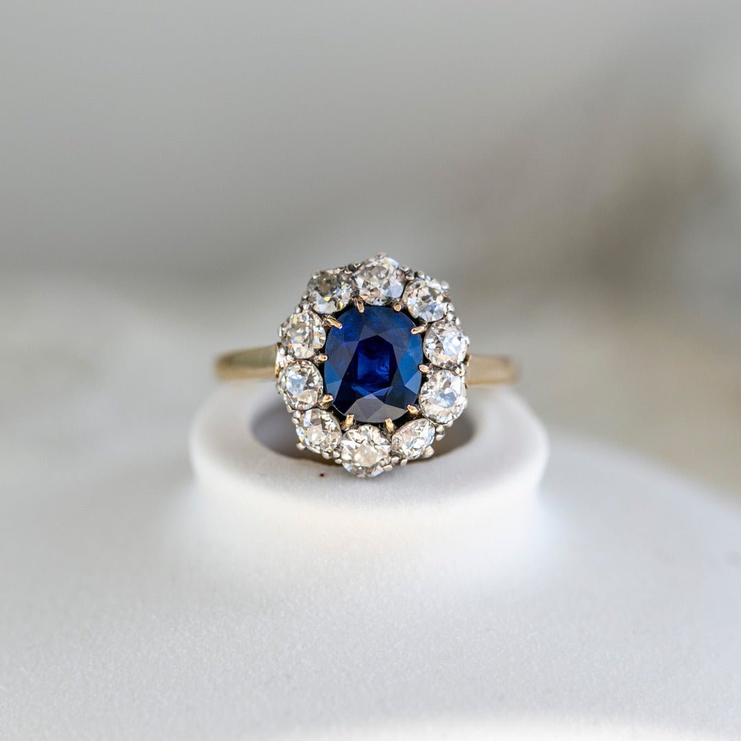 Vintage Victorian Sapphire & Diamond Halo Engagement Ring | Sunderland