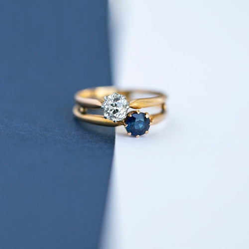 Edwardian era Diamond & Sapphire Toi et Moi Ring | Toccoa Falls