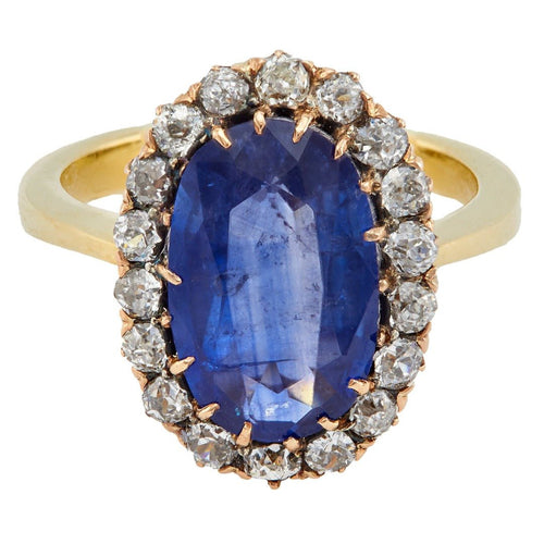 Antique Victorian 3.50ct Sapphire & Diamond Halo Ring | Shrewsbury