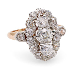 1.25ct Old Mine Cut Diamond Halo Belle Epoch Three Stone Halo Engagement Ring | Brix