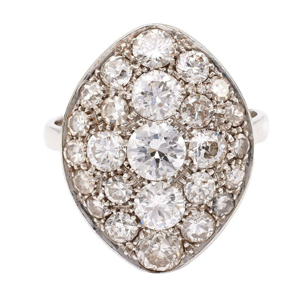 3.80ct Late Art Deco Diamond Cluster Cocktail Ring | Cranmore