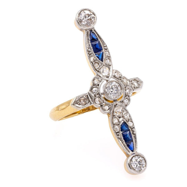 Dramatic Belle Epoque Diamond & Sapphire Cocktail Ring | Pendragon