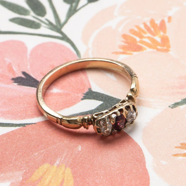 Sweet Victorian Era Three Stone Engagement Ring | Abbotsford from Trumpet & Horn