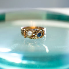Victorian Era Antique Diamond & Sapphire Snake Ring | Almont