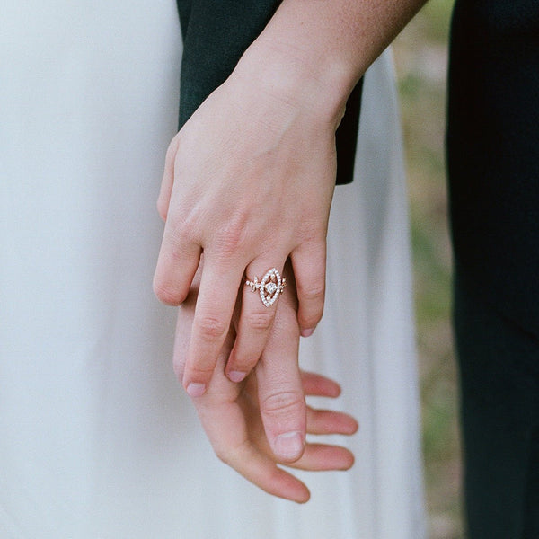 Vintage Inspired 18K Rose Gold Ring with Diamonds | Moulin Rouge from Trumpet & Horn | Photo by Amanda Brubaker