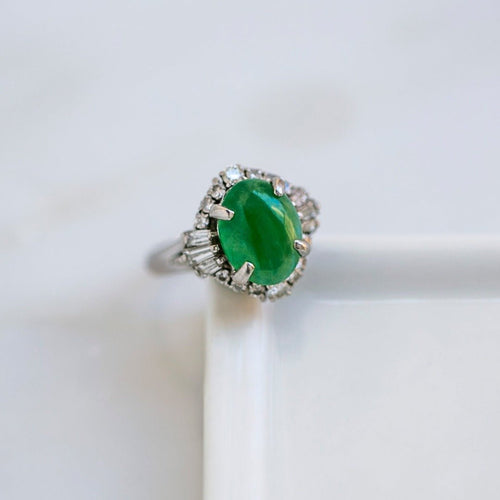 Vintage Mid Century Jade & Diamond Engagement Ring | Amboise