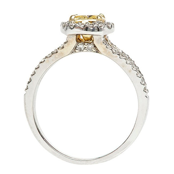 Annapolis Contemporary Fancy Yellow Diamond Halo Engagement Ring from Trumpet & Horn