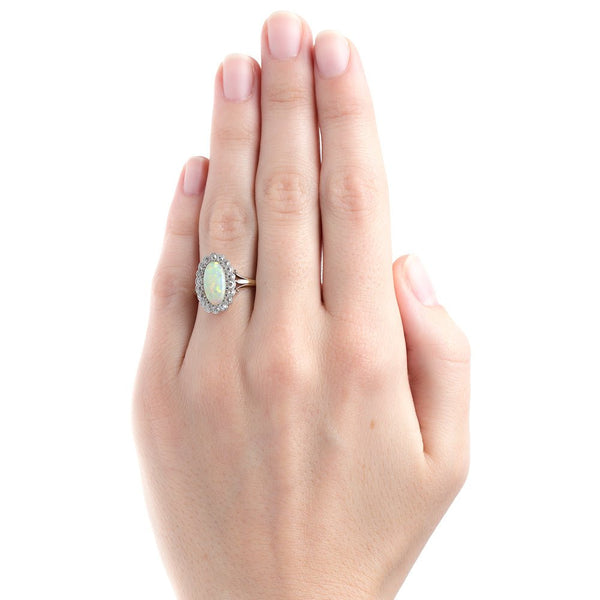 Captivating Victorian Era Opal Engagement Ring with Diamond Halo | Argyle from Trumpet & Horn