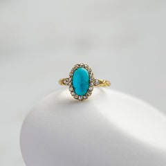 Antique Victorian Turquoise & Diamond Halo Ring | Aubervilliers