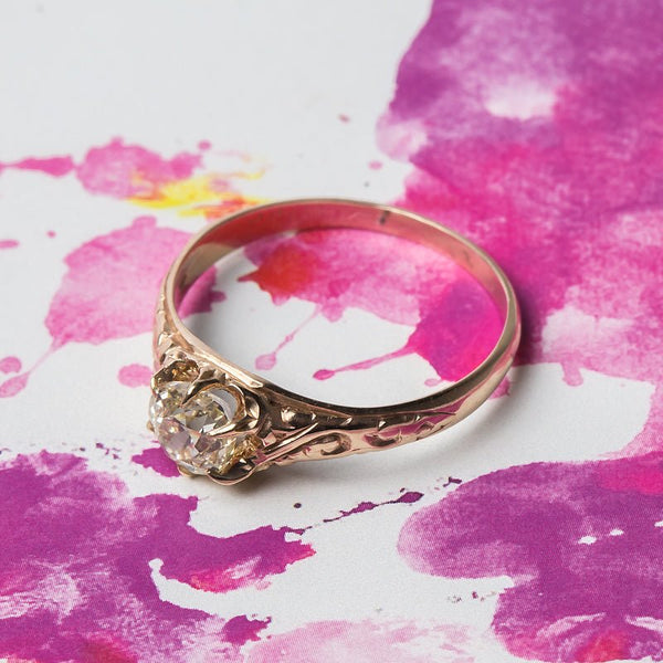 Intricate Rose Gold Victorian Era Solitaire Engagement Ring | Austell from Trumpet & Horn