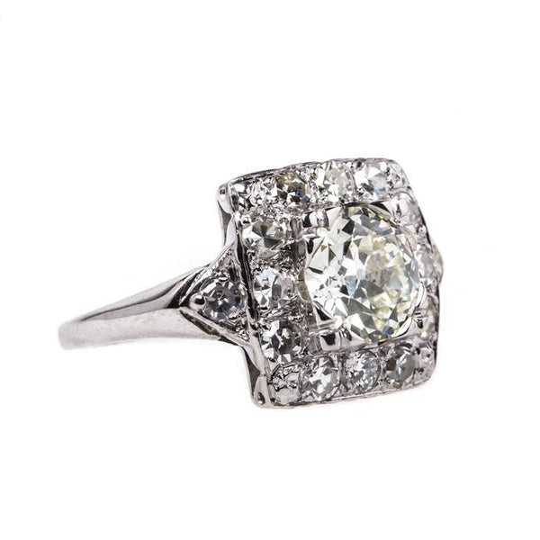 Stunning Late Art Deco White Gold Engagement Ring with Diamonds | Barnsley from Trumpet & Horn