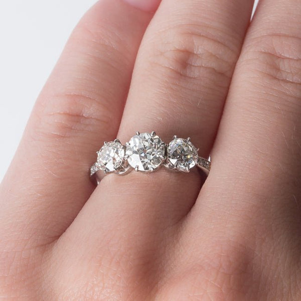 Dazzling Three-Stone Vintage-Inspired Diamond Engagement Ring | Bedford from Trumpet & Horn