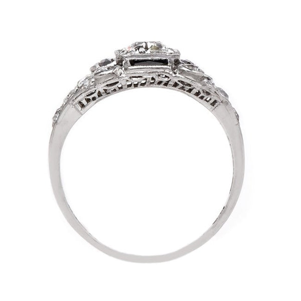 Geometric Art Deco Engagement Ring with Onyx Accents | Broadbridge