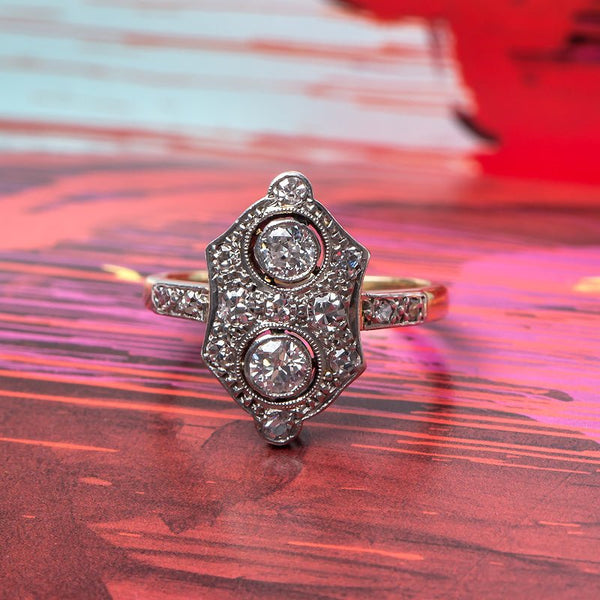 Exceptional Edwardian Era Navette Style Engagement Ring | Burnt Oak from Trumpet & Horn
