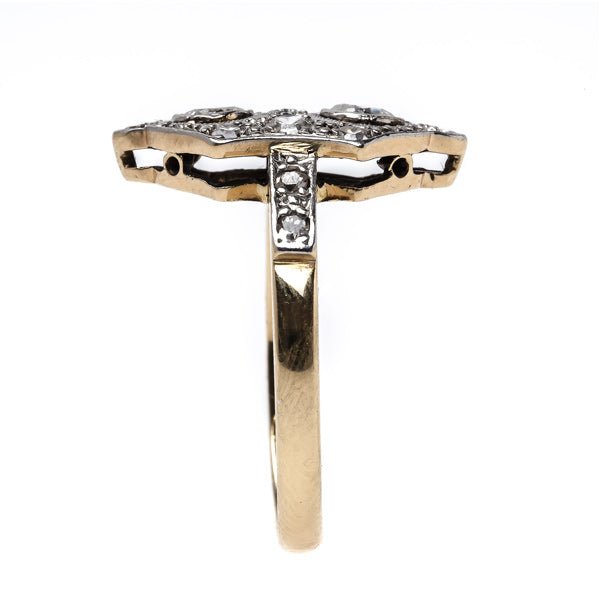 Exceptional Edwardian Era Navette Style Engagement Ring | Burnt Oak from Trumpet & Horn