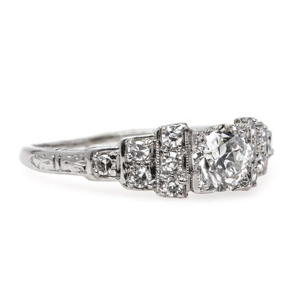 Classic Art Deco Engagement Ring with Geometric Shoulders | Carolwood from Trumpet & Horn