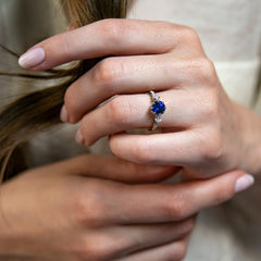 Beautiful Mixed Metal Sapphire Three Stone Ring | Castillo from Trumpet & Horn