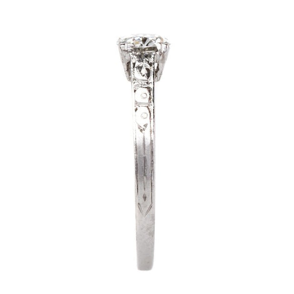 Late Art Deco Solitaire with Incredibly White Diamond | Chapala from Trumpet & Horn