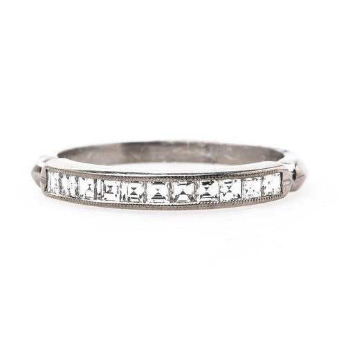Cheshire Vintage Art Deco Platinum Wedding Band | T&H from Trumpet & Horn