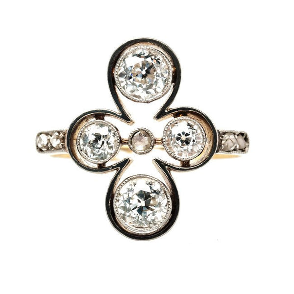 Cloverdale unique Edwardian era diamond ring from Trumpet & Horn
