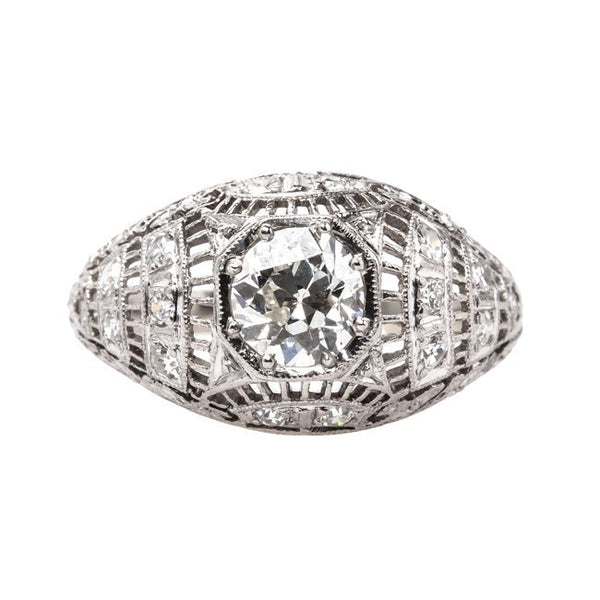 Vintage Edwardian Era Platinum Engagement Ring with Old European Cut Diamond | Byron Bay from Trumpet & Horn