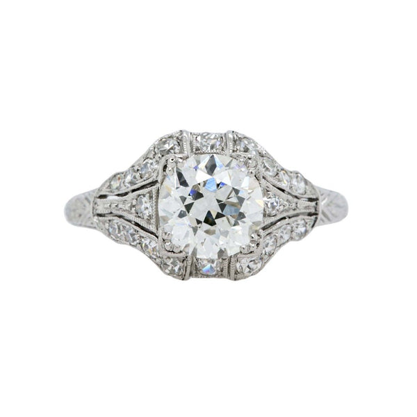 Elegant Early Art Deco Bombe-Style Platinum & Diamond Ring | Finsbury