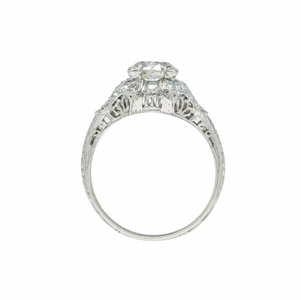 Elegant Early Art Deco Bombe-Style Platinum & Diamond Ring | Finsbury