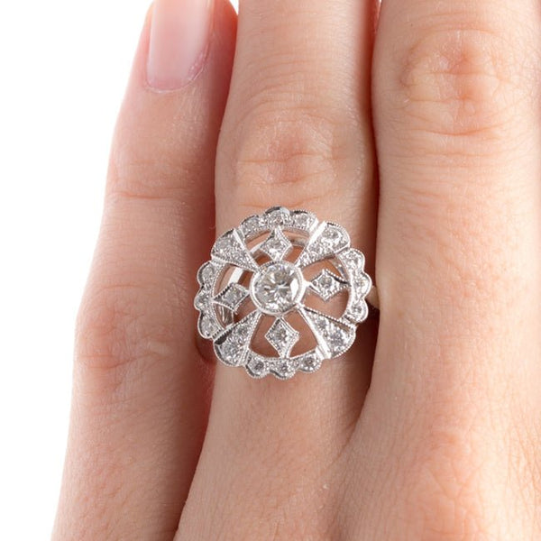 Vintage Inspired 18K White Gold Ring with Geometric Diamonds | Gatsby from Trumpet & Horn