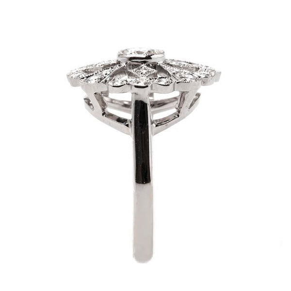 Vintage Inspired 18K White Gold Ring with Geometric Diamonds | Gatsby from Trumpet & Horn