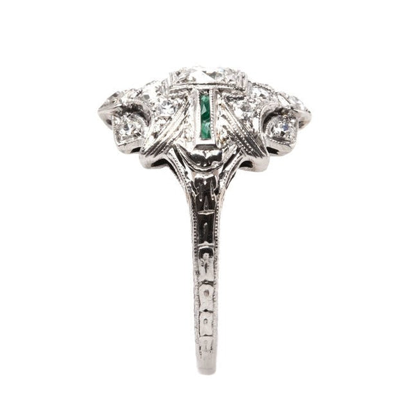 Classic Art Deco Platinum Ring with Old European Cut Diamonds and Single Cut Diamonds | Glenwood from Trumpet & Horn