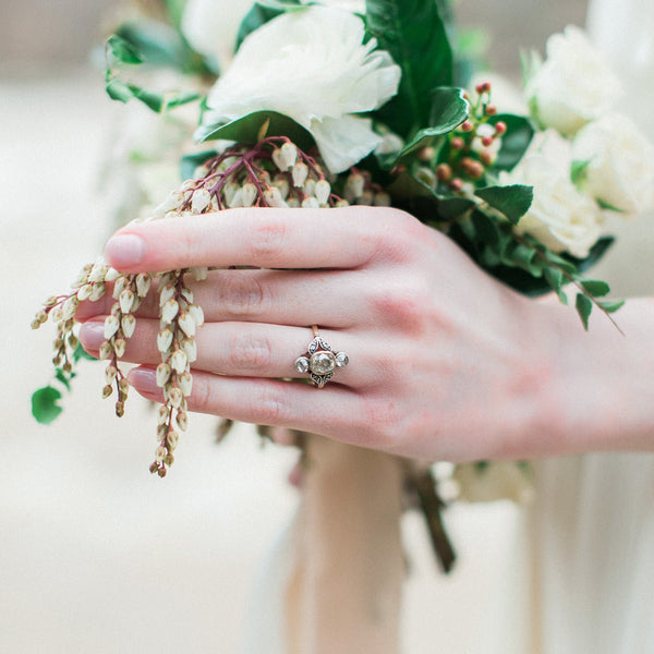 Vintage Art Nouveau Engagement Ring with Extremely Unique Design | Herringbone from Trumpet & Horn | Photo by Hannah Forsberg
