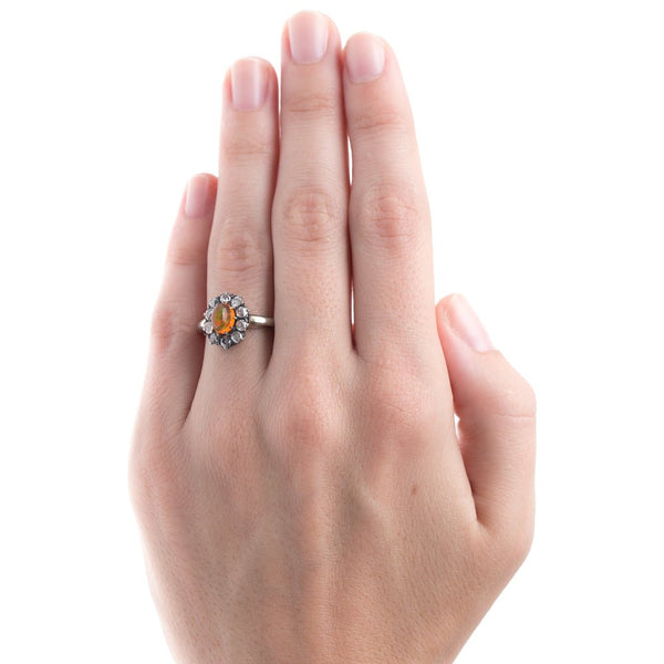 Dazzling Fire Opal with Diamond Halo | Harbor Island from Trumpet & Horn