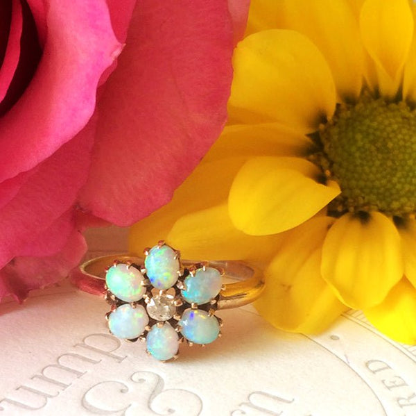 vintage opal flower ring