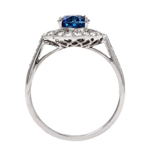 Contemporary Sapphire and Diamond Halo Ring | Hillspoint from Trumpet & Horn