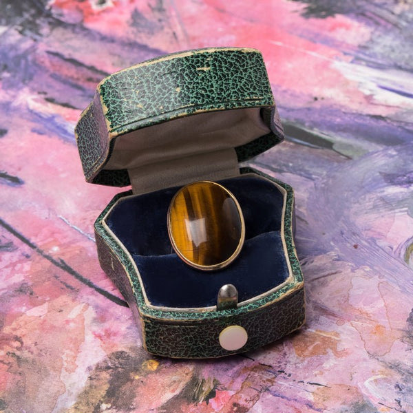 Authentic Modern Era Tiger's Eye Quartz Cocktail Ring | Charter Oak from Trumpet & Horn