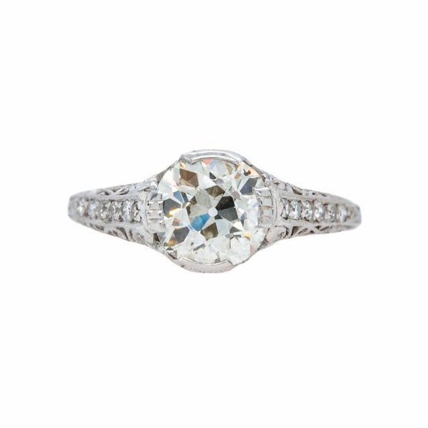 Exquisite Hand Engraved Platinum & Diamond Art Deco Ring | Langham
