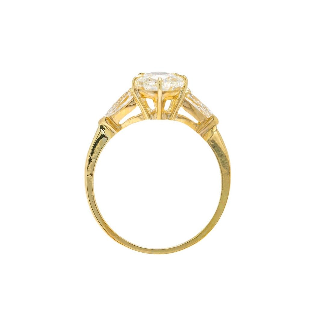 Fab Pear Shape Three-Stone Yellow Gold Diamond Ring | Manhattan Beach