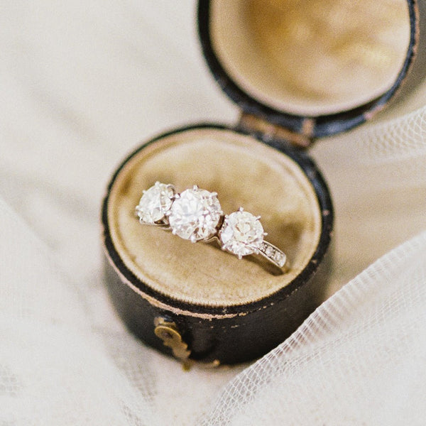 Dazzling Three-Stone Vintage-Inspired Diamond Engagement Ring | Photo by Michelle Beckwith