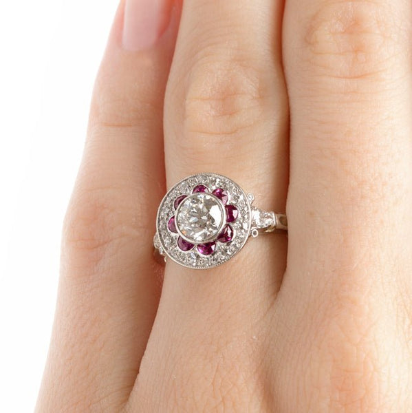 Exquisite Edwardian Era Engagement Ring with Old European Cut Diamond and Ruby Halo | Napa Valley from Trumpet & Horn