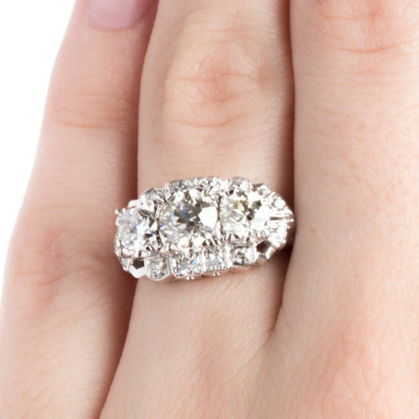 vintage three stone diamond engagement ring